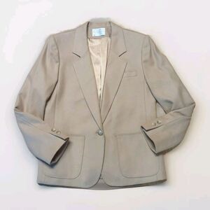 Pendleton Blazer Jacket Womens 10 Petite Camel Tan Pure Wool Vintage
